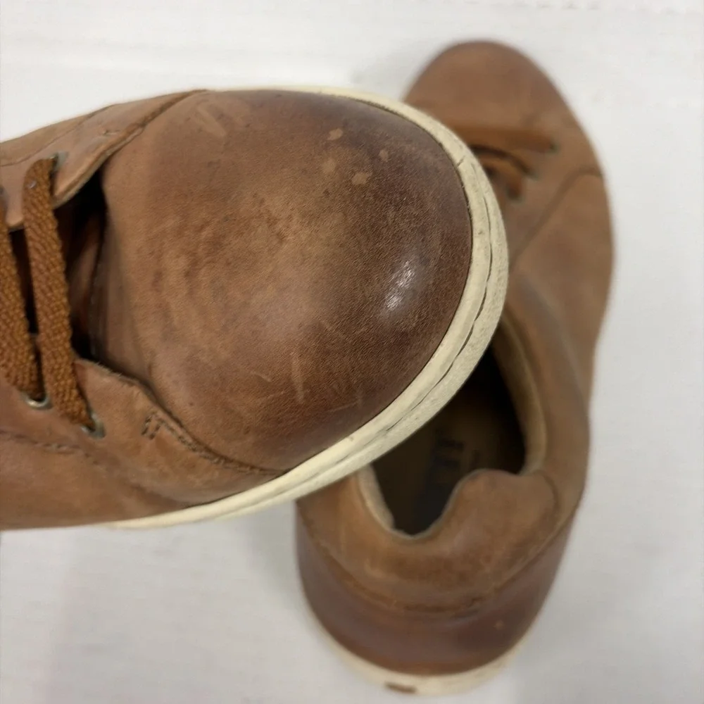 Born Mens 12M Brown Leather Lace Up Casual Sneakers Comfort Shoes BM0007-406 T17